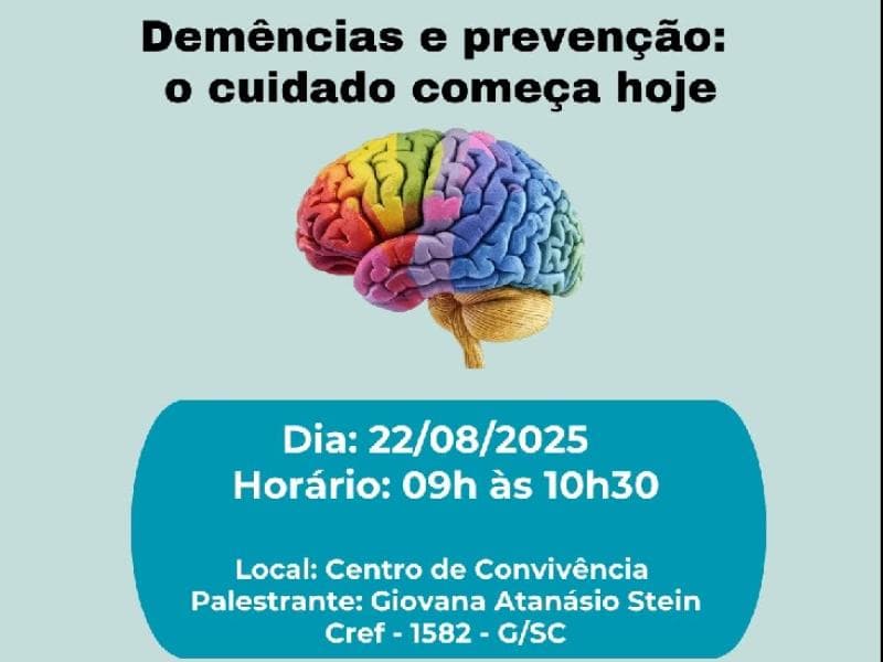 Palestra sobre “Demência e Prevenção” nesta 6ª feira no Centro de Convivência