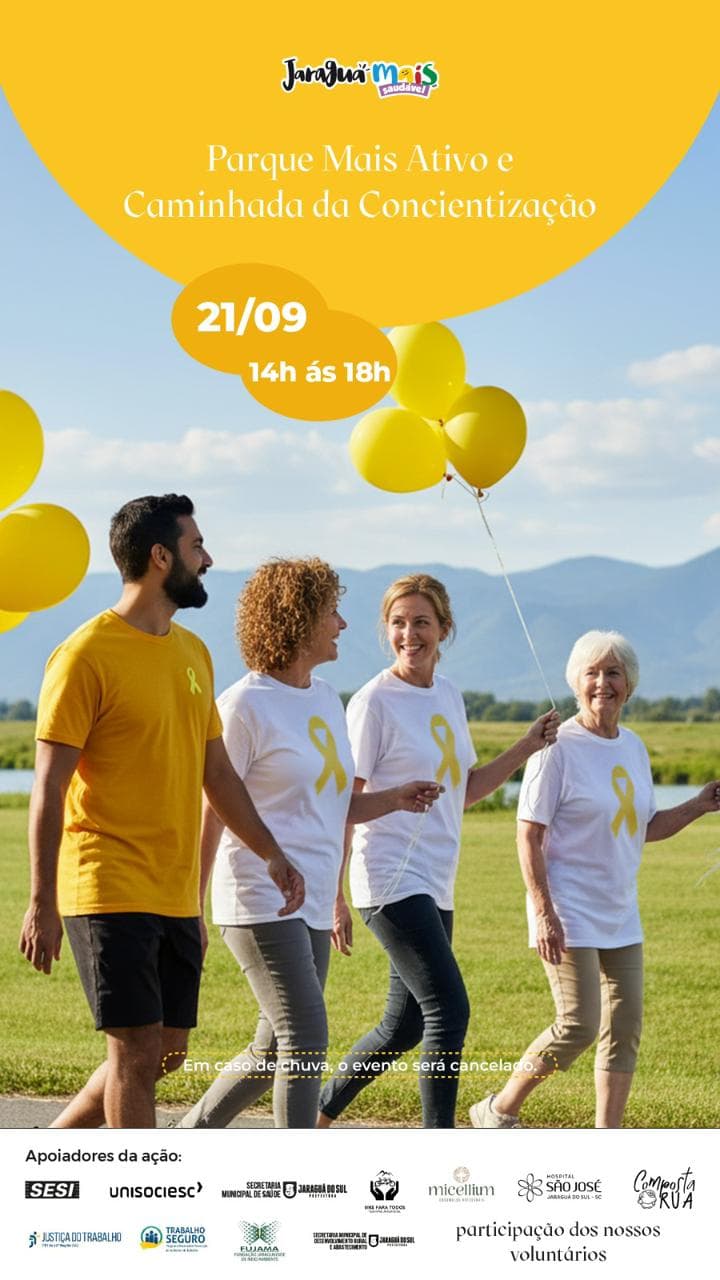 Parque Mais Ativo e Caminhada da conscientização ocorrem neste domingo